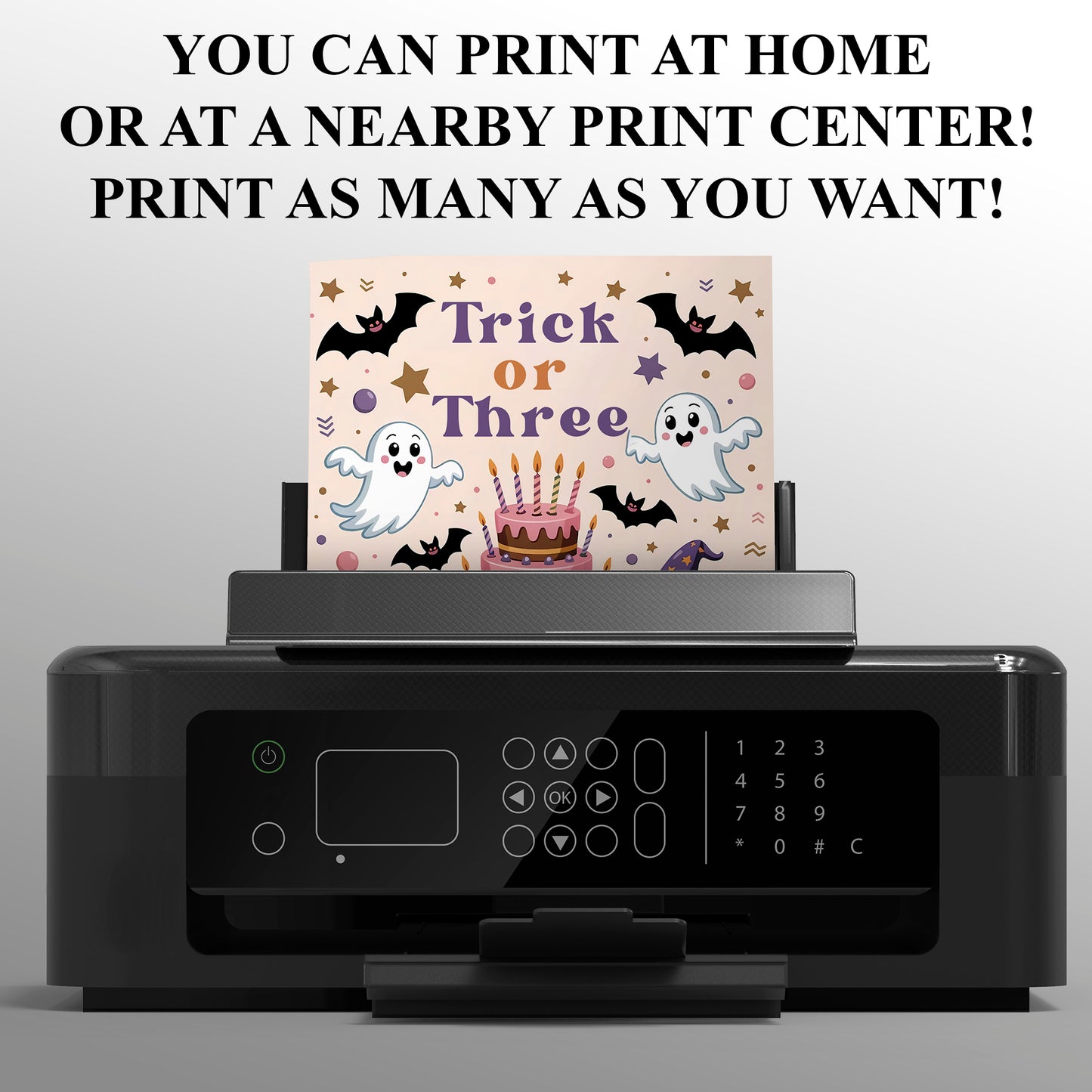Trick or Three Halloween Birthday Invitation - CreativeRino
