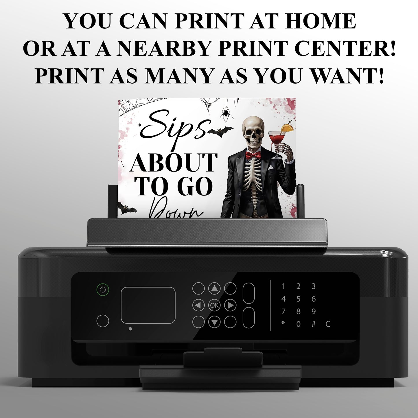 Sips About to Go Down Skeleton Halloween Party Invitation - CreativeRino