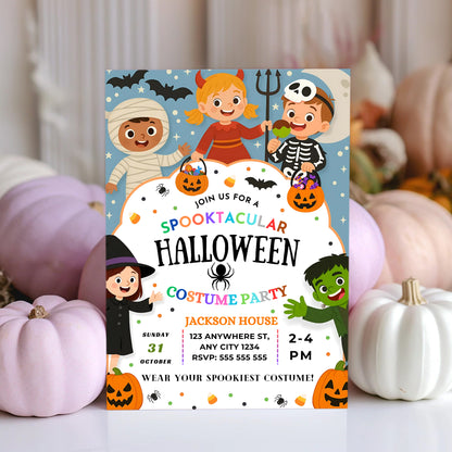 Spooky Kids Halloween Costume Party Invitation - CreativeRino