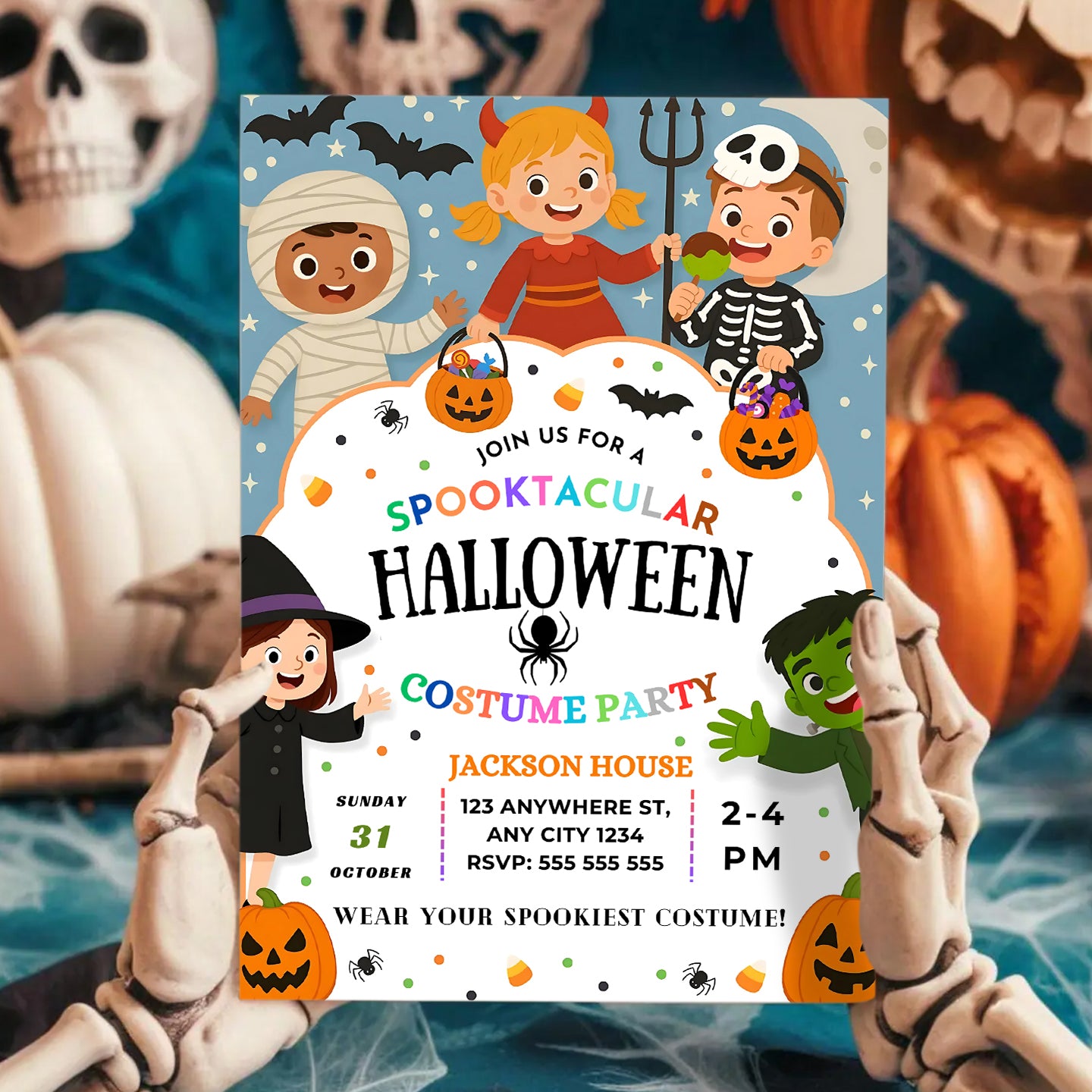 Spooky Kids Halloween Costume Party Invitation - CreativeRino