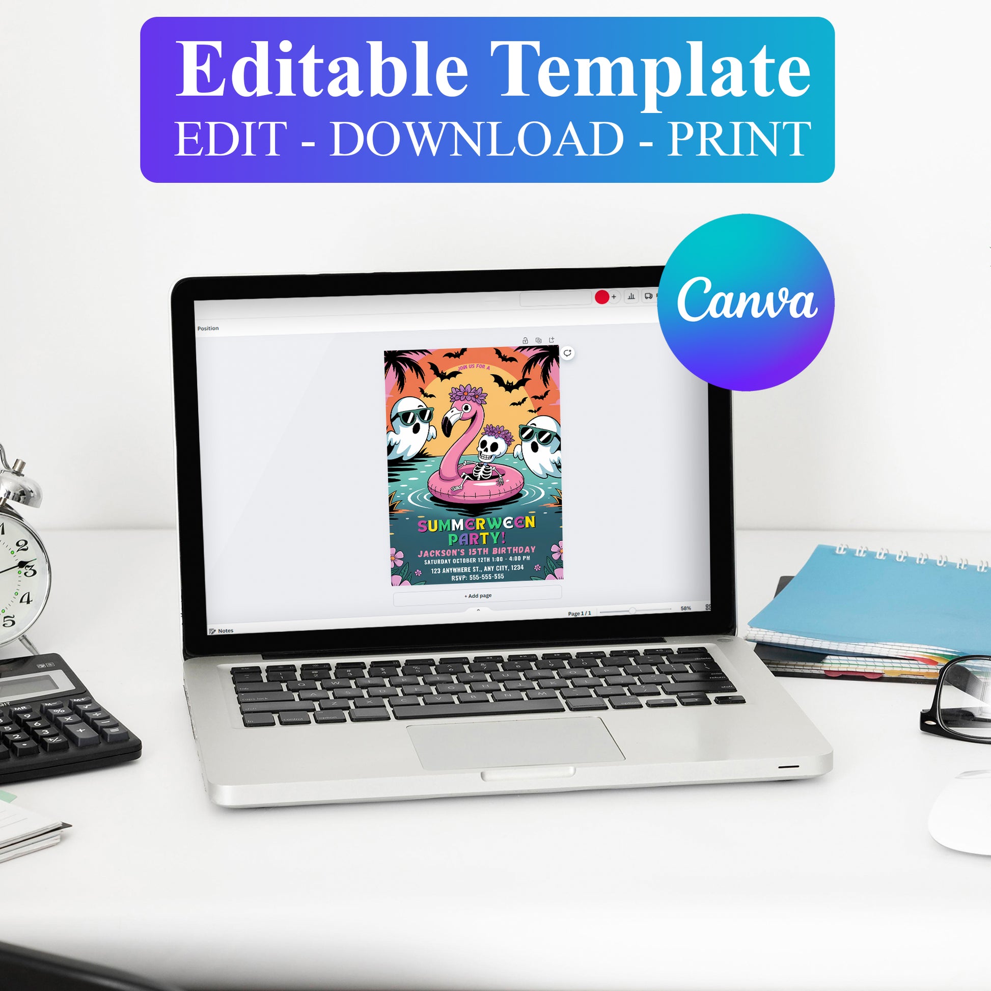 Summerween Party Invite Hot Ghoul Summer Pool Party Invitation - CreativeRino