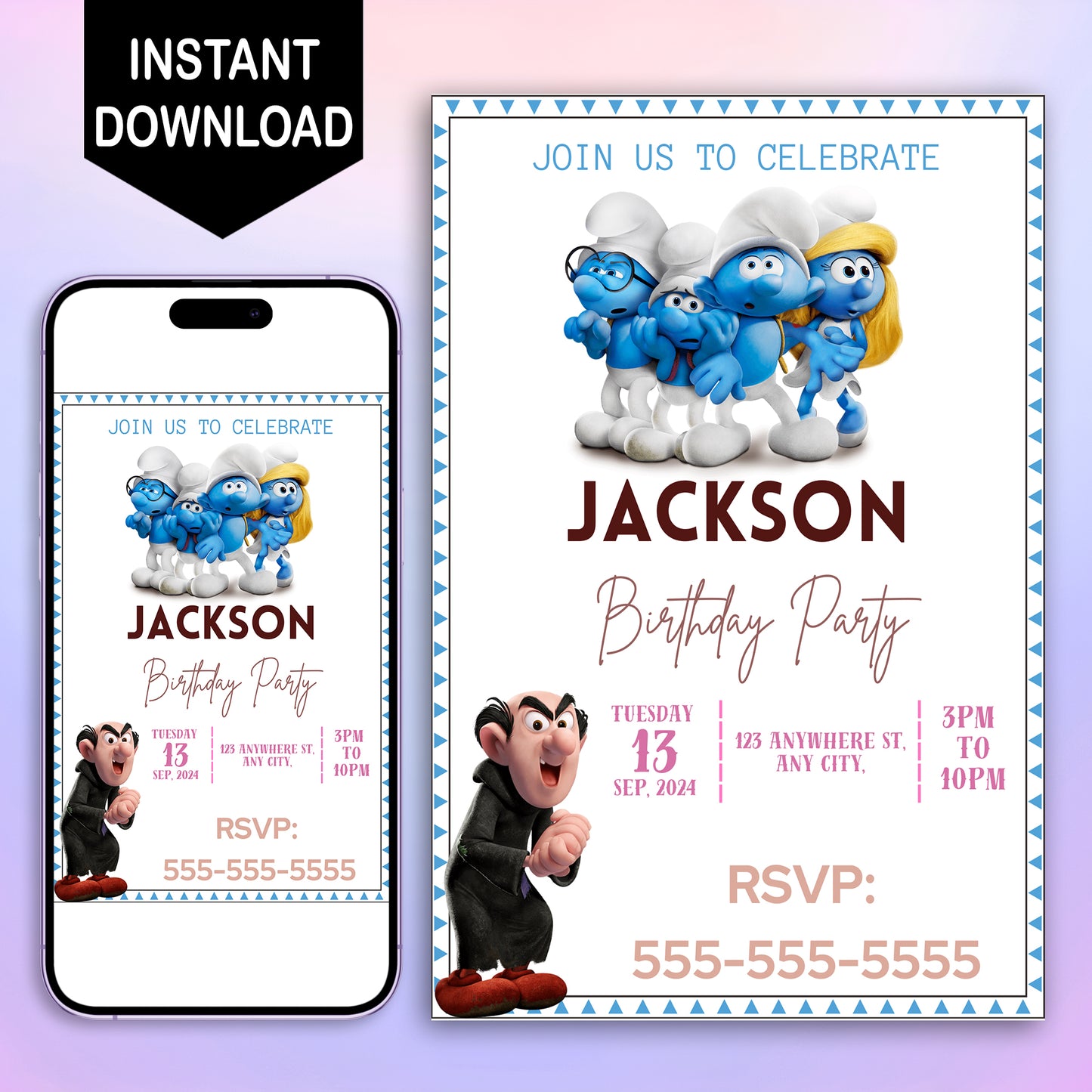 The Smurfs Birthday Invitation Template - CreativeRino