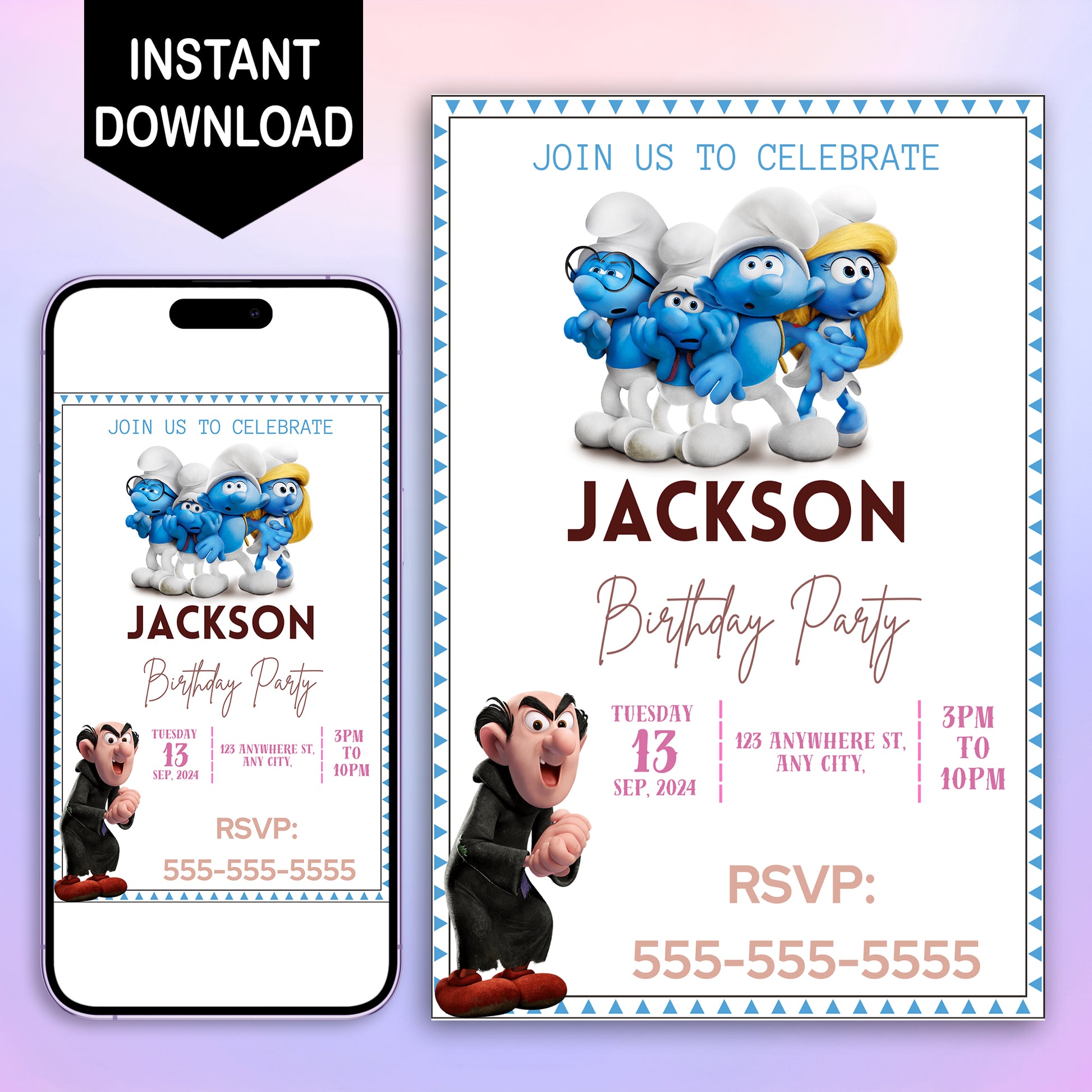The Smurfs Birthday Invitation Template - CreativeRino