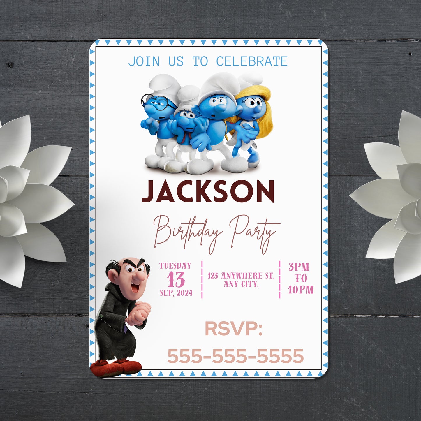 The Smurfs Birthday Invitation Template - CreativeRino
