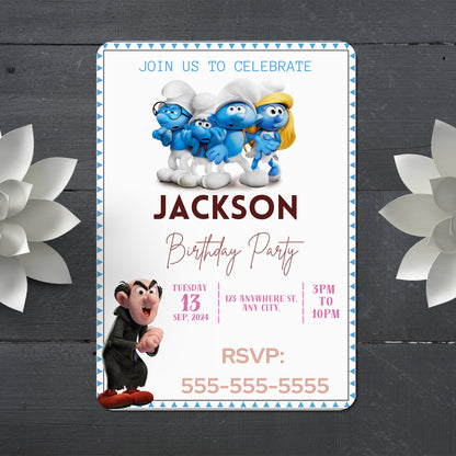 The Smurfs Birthday Invitation Template - CreativeRino