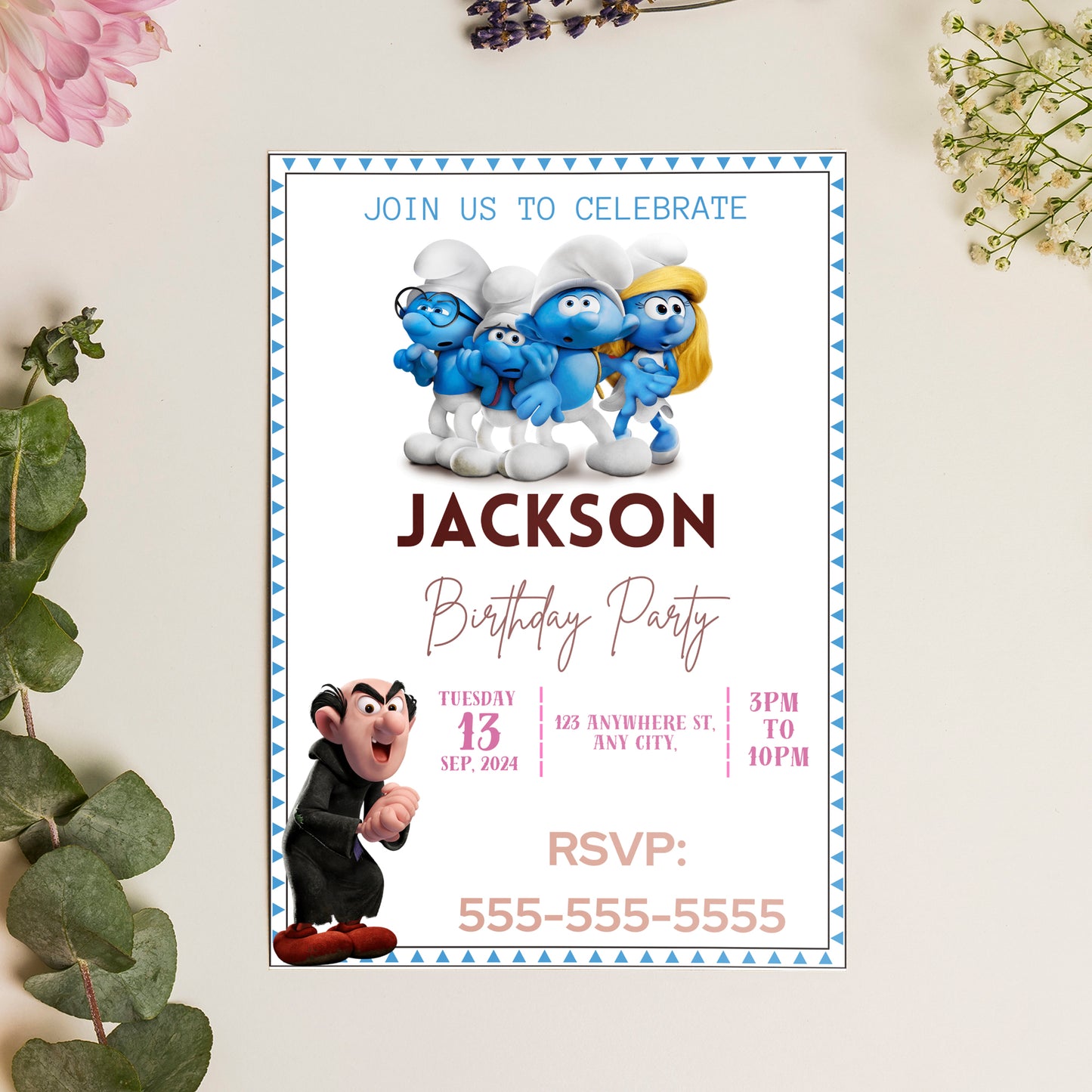 The Smurfs Birthday Invitation Template - CreativeRino
