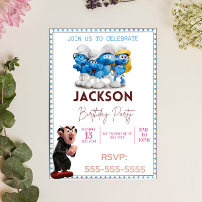 The Smurfs Birthday Invitation Template - CreativeRino