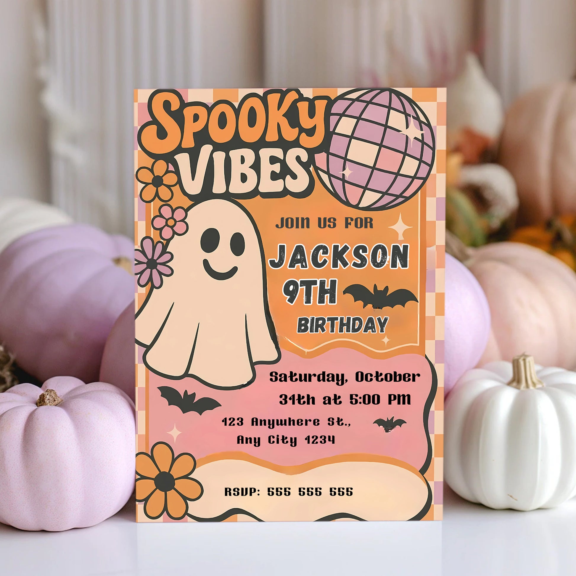 Spooky Vibes Halloween Birthday Invitation - CreativeRino