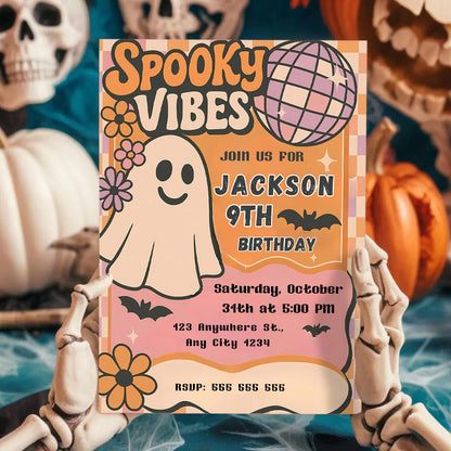 Spooky Vibes Halloween Birthday Invitation - CreativeRino