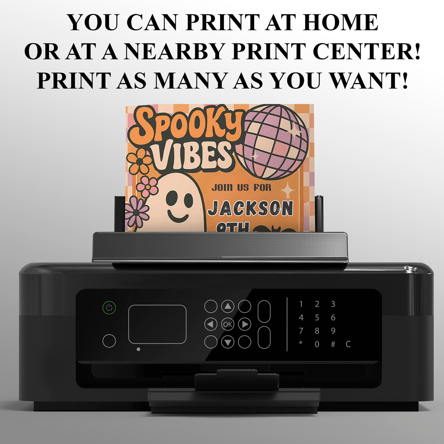 Spooky Vibes Halloween Birthday Invitation - CreativeRino