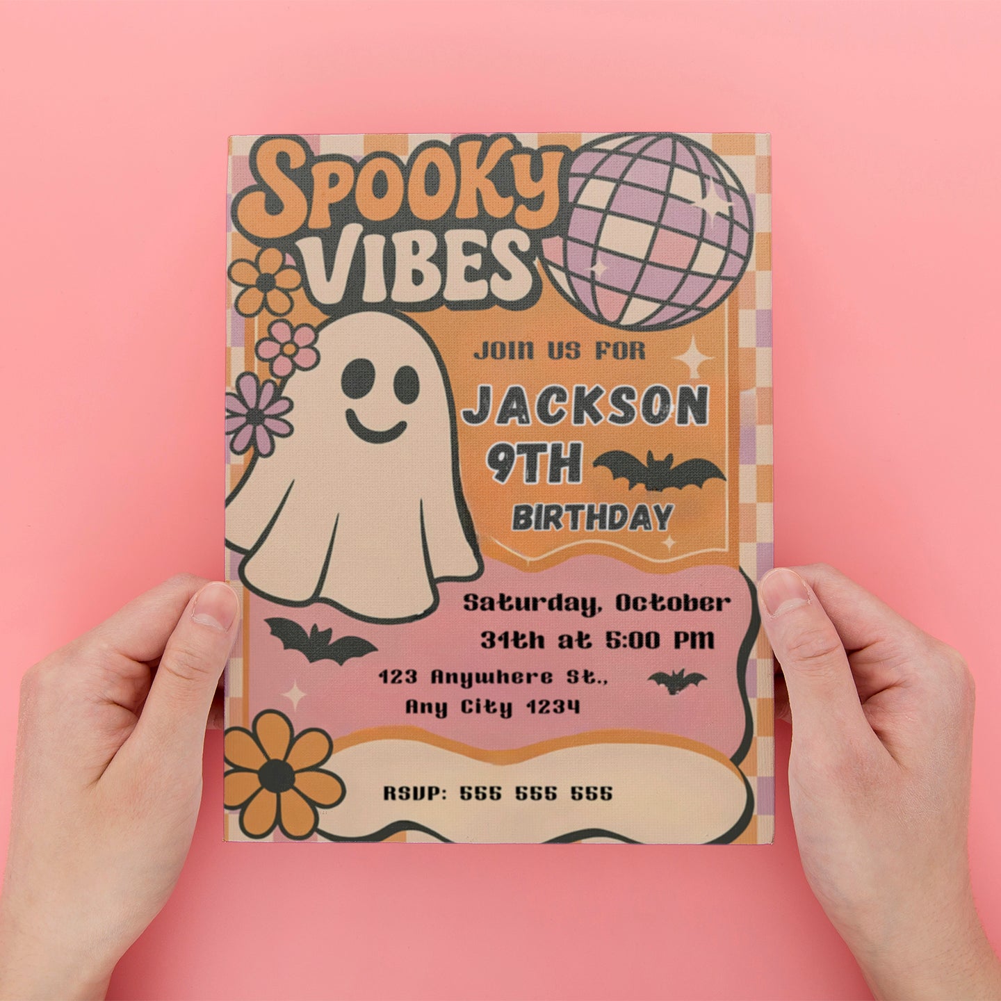 Spooky Vibes Halloween Birthday Invitation - CreativeRino