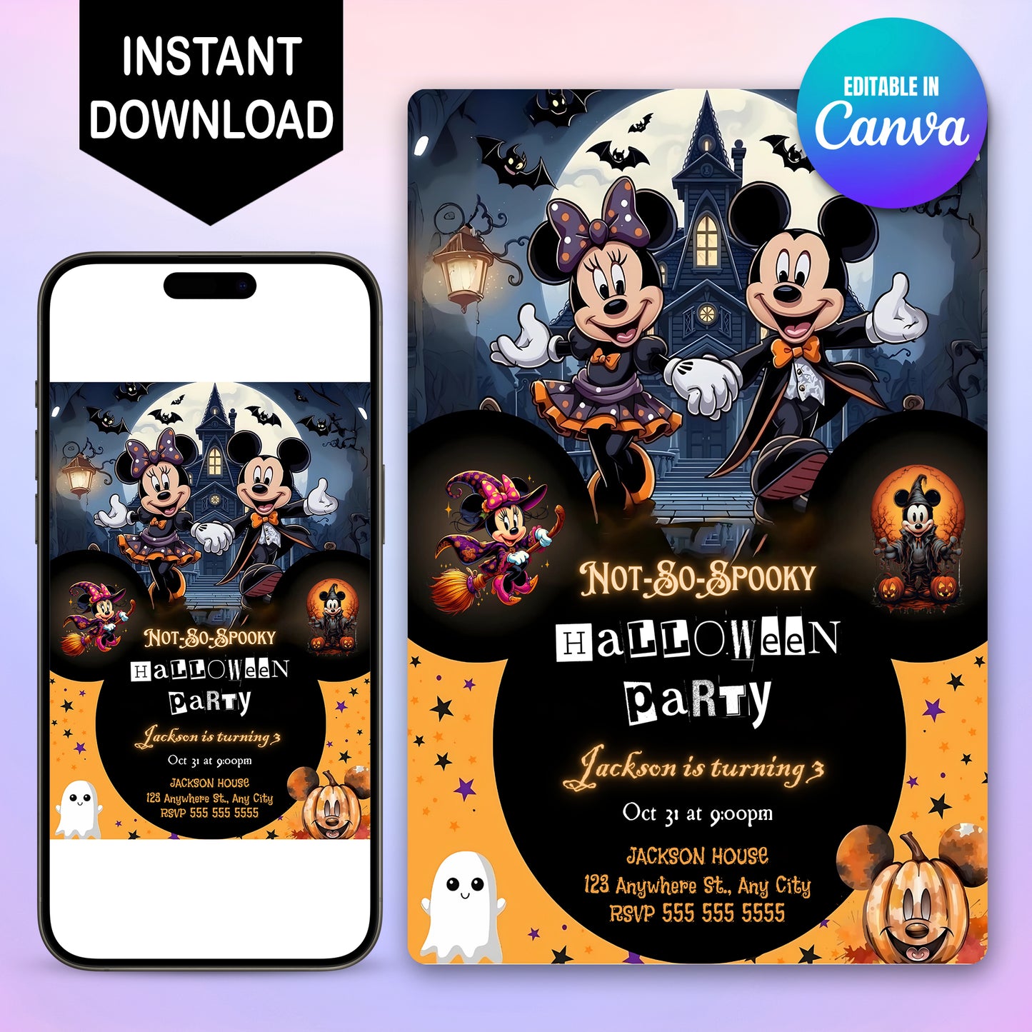 Mickey Mouse Halloween Birthday Invitation - CreativeRino