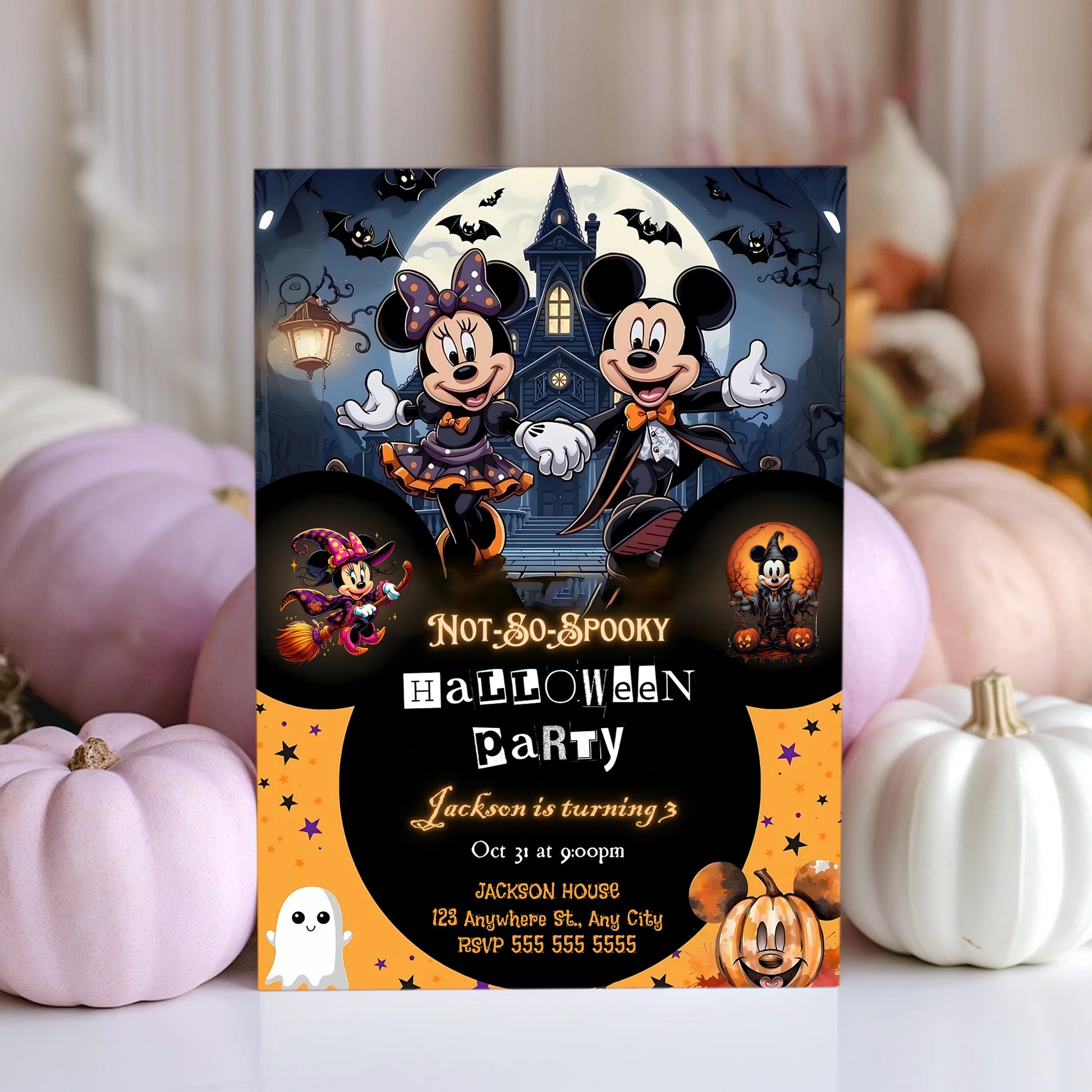 Mickey Mouse Halloween Birthday Invitation - CreativeRino