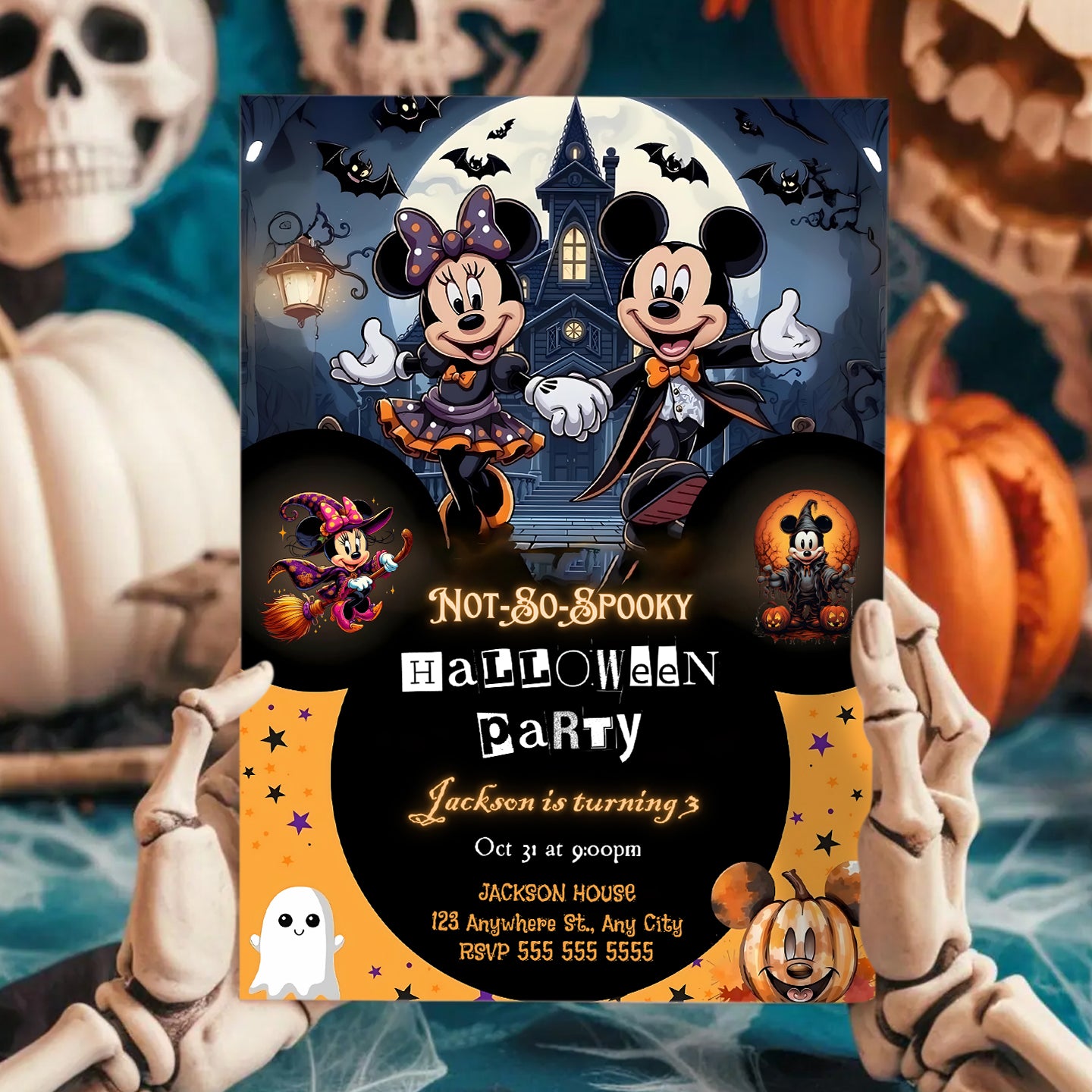 Mickey Mouse Halloween Birthday Invitation - CreativeRino