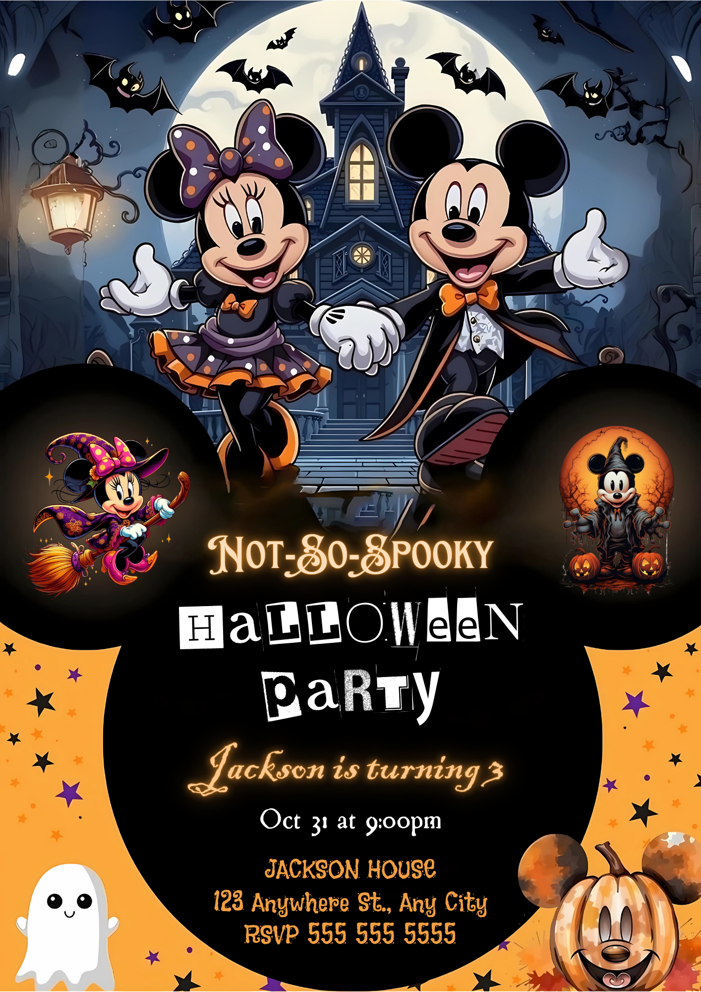 Mickey Mouse Halloween Birthday Invitation - CreativeRino