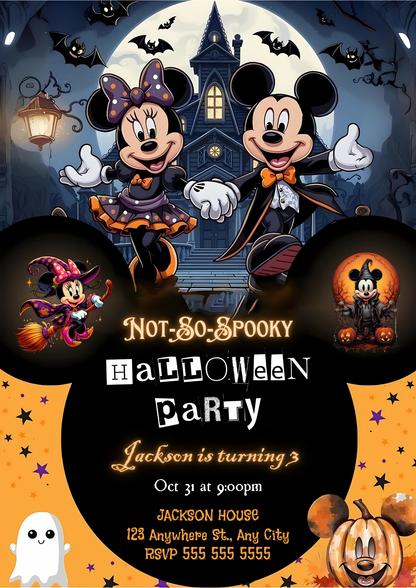 Mickey Mouse Halloween Birthday Invitation - CreativeRino