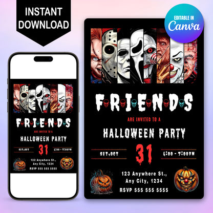 Halloween Friends Birthday invitation - CreativeRino