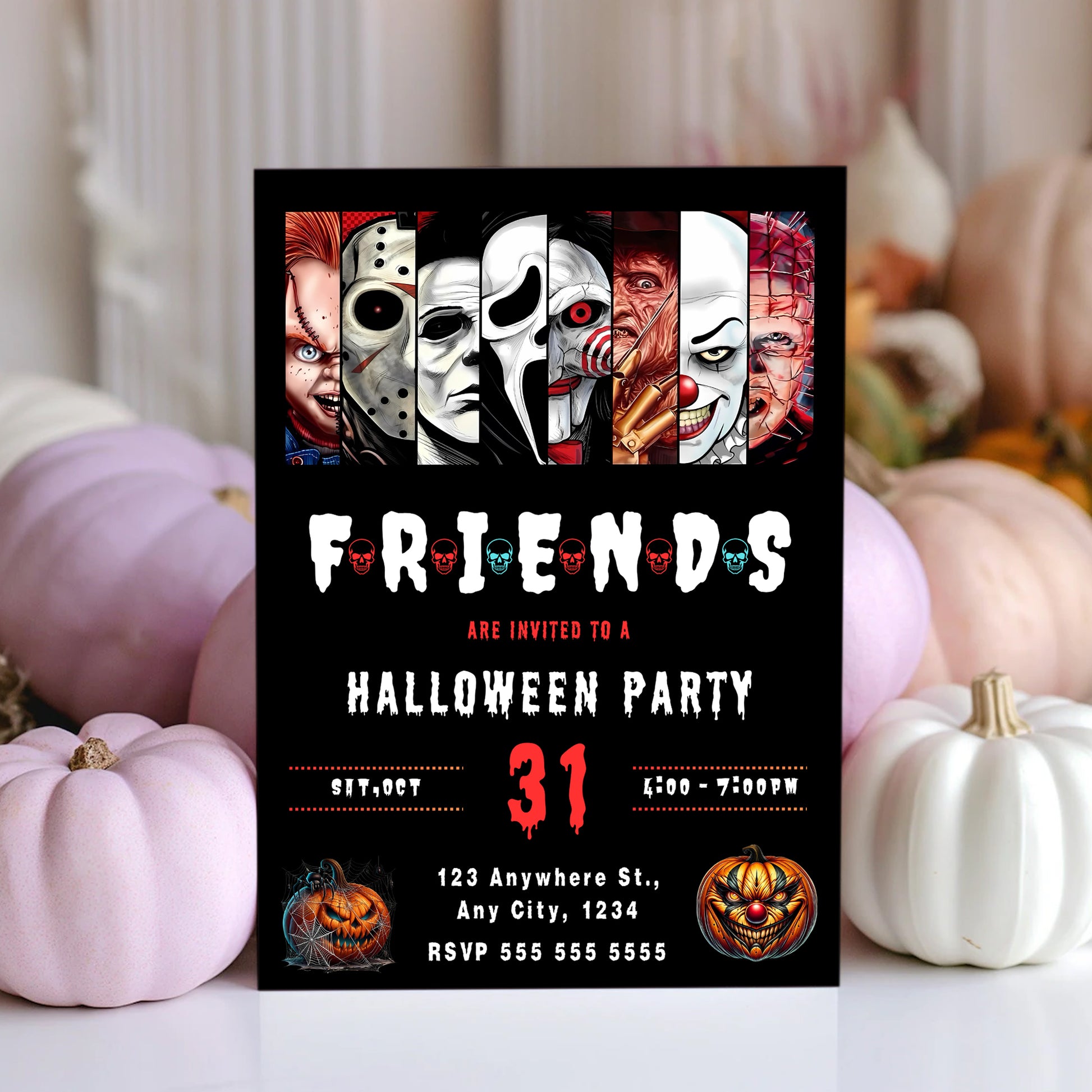 Halloween Friends Birthday invitation - CreativeRino