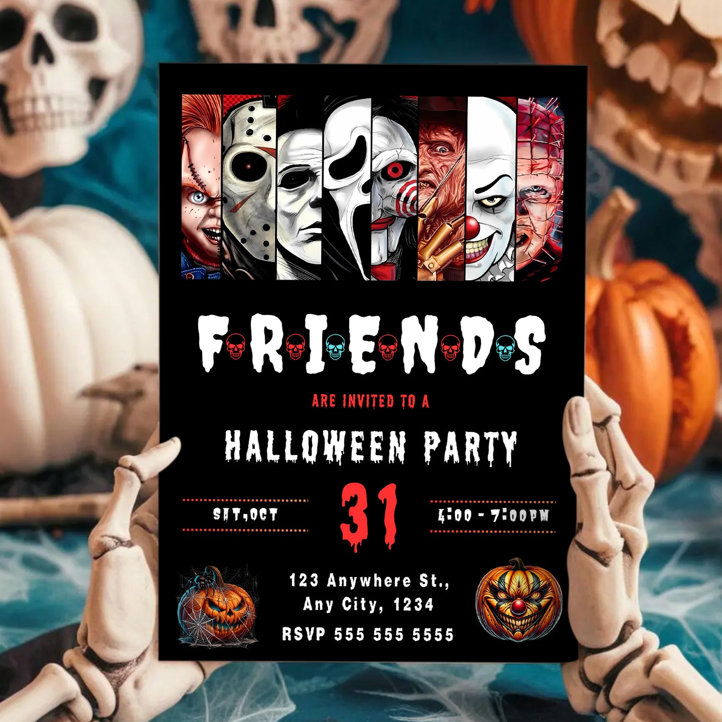 Halloween Friends Birthday invitation - CreativeRino