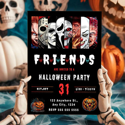 Halloween Friends Birthday invitation - CreativeRino