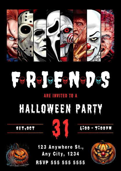 Halloween Friends Birthday invitation - CreativeRino