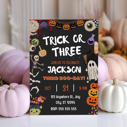 Spooky Trick or Three Halloween Party Invitation - CreativeRino