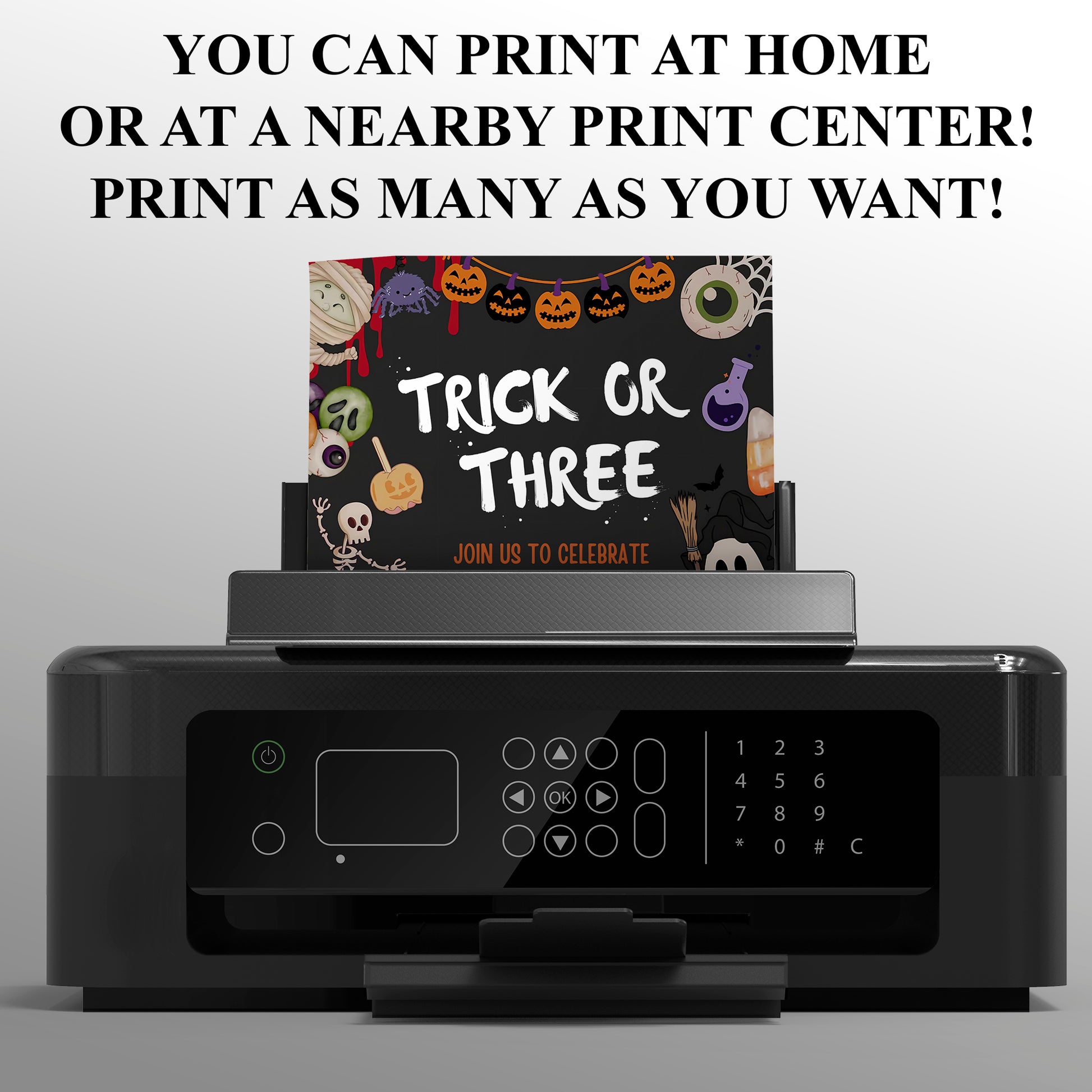 Spooky Trick or Three Halloween Party Invitation - CreativeRino