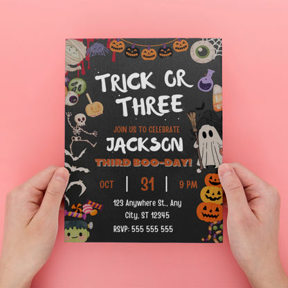 Spooky Trick or Three Halloween Party Invitation - CreativeRino