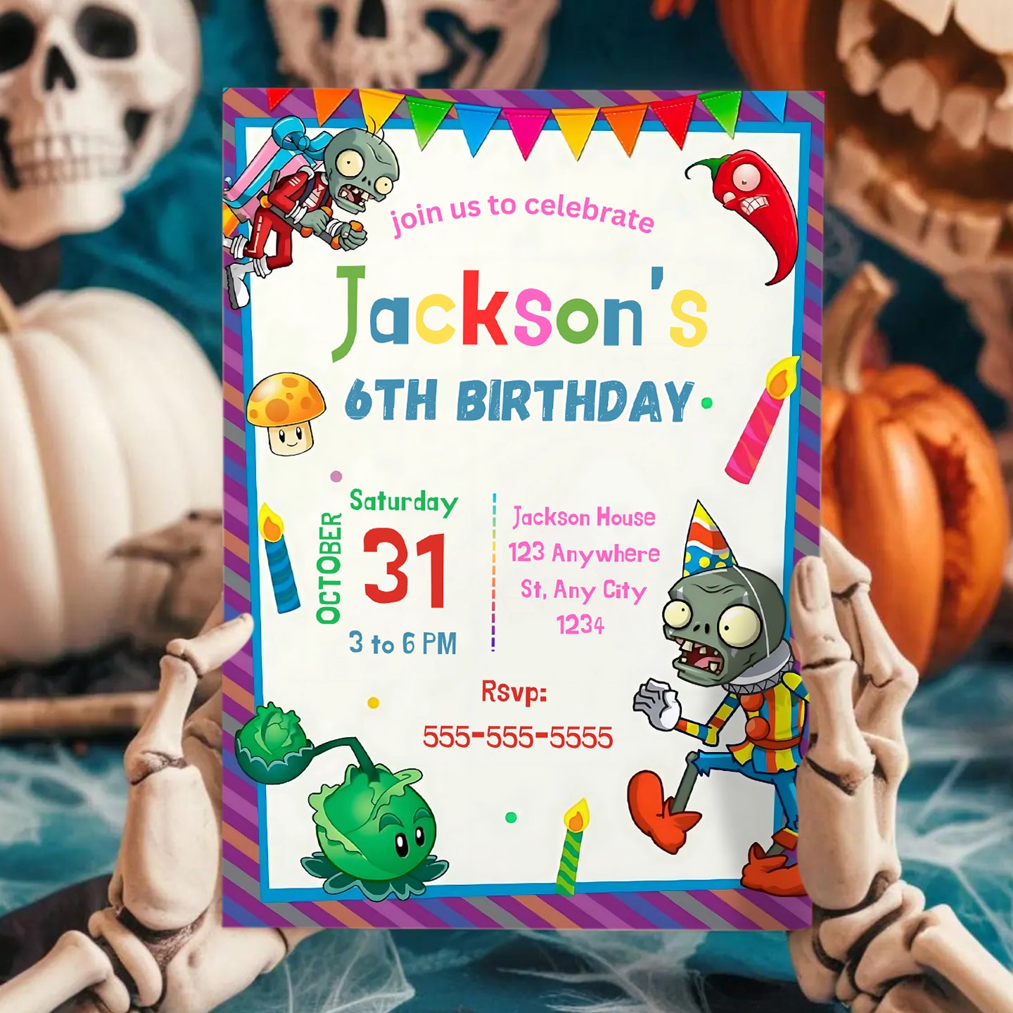 Plants vs Zombies Birthday Invitation - CreativeRino