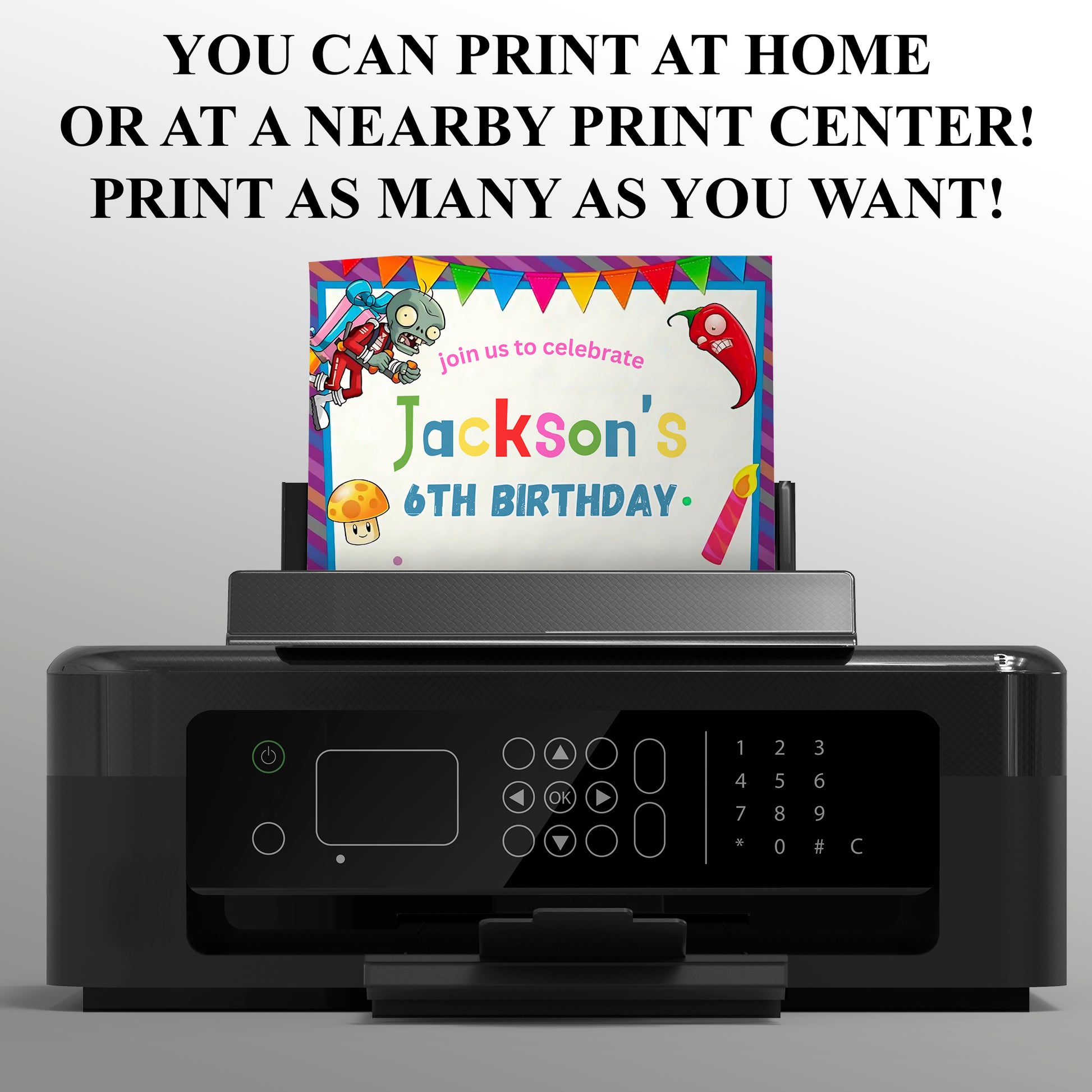 Plants vs Zombies Birthday Invitation - CreativeRino