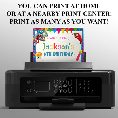 Plants vs Zombies Birthday Invitation - CreativeRino