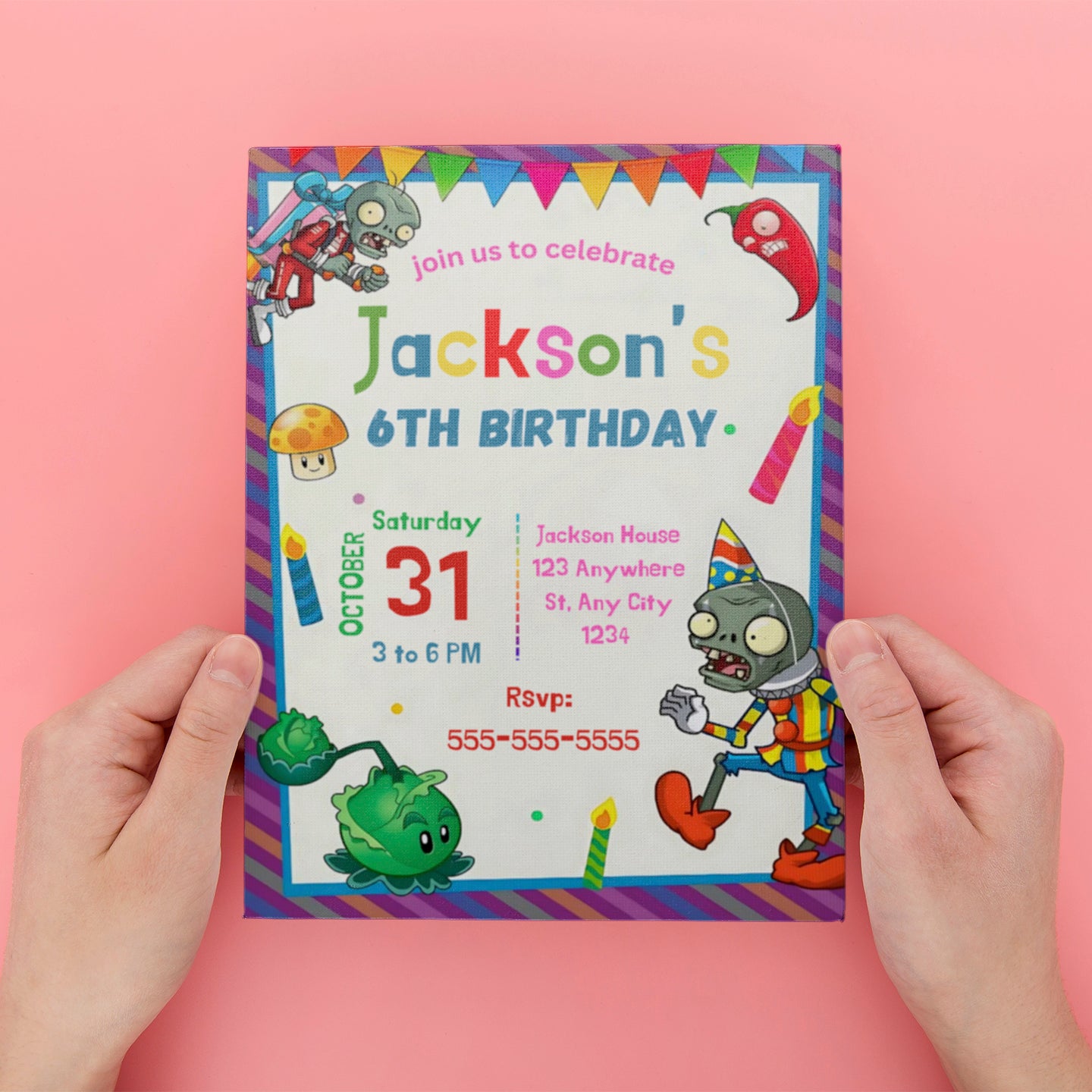 Plants vs Zombies Birthday Invitation - CreativeRino