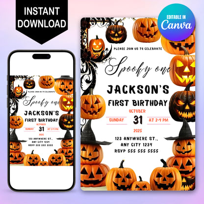 Pumpkin Halloween Birthday Invitation - CreativeRino