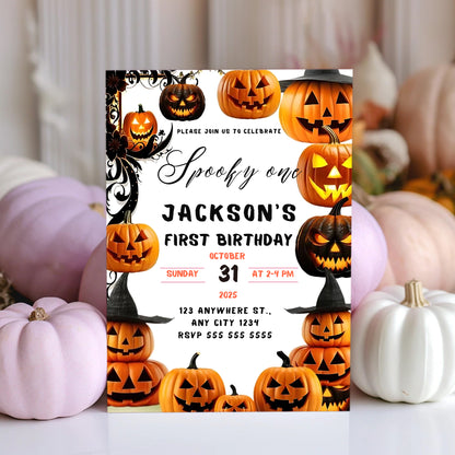 Pumpkin Halloween Birthday Invitation - CreativeRino