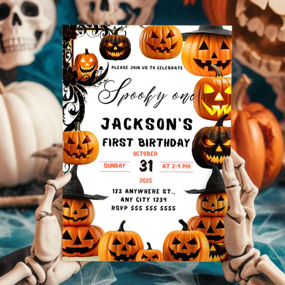 Pumpkin Halloween Birthday Invitation - CreativeRino