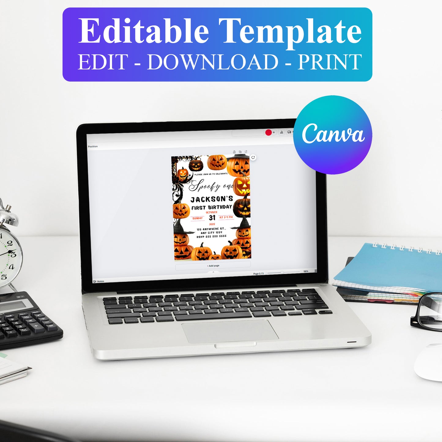 Pumpkin Halloween Birthday Invitation - CreativeRino