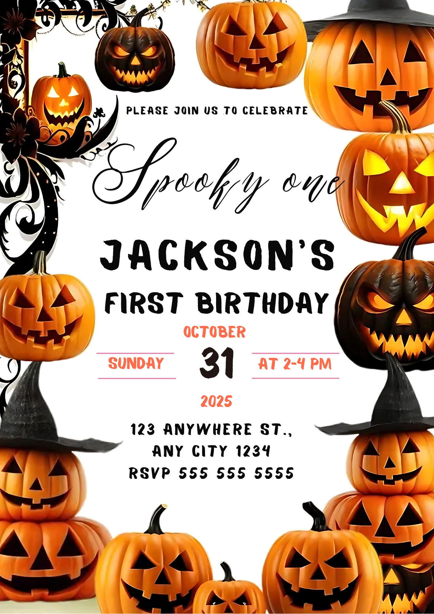 Pumpkin Halloween Birthday Invitation - CreativeRino