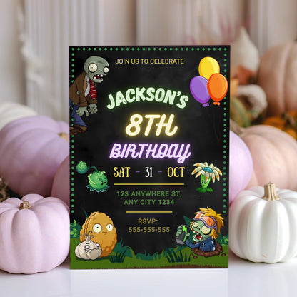 Plants vs Zombies Birthday Party Invitation - CreativeRino