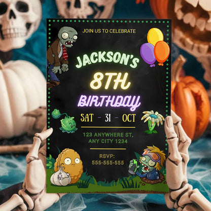 Plants vs Zombies Birthday Party Invitation - CreativeRino