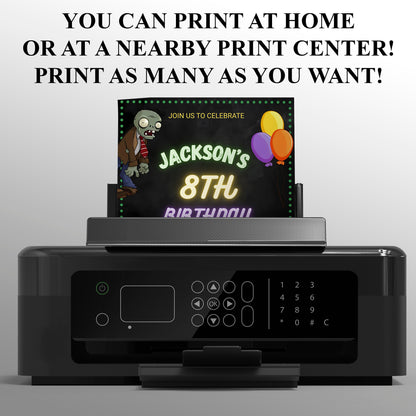 Plants vs Zombies Birthday Party Invitation - CreativeRino