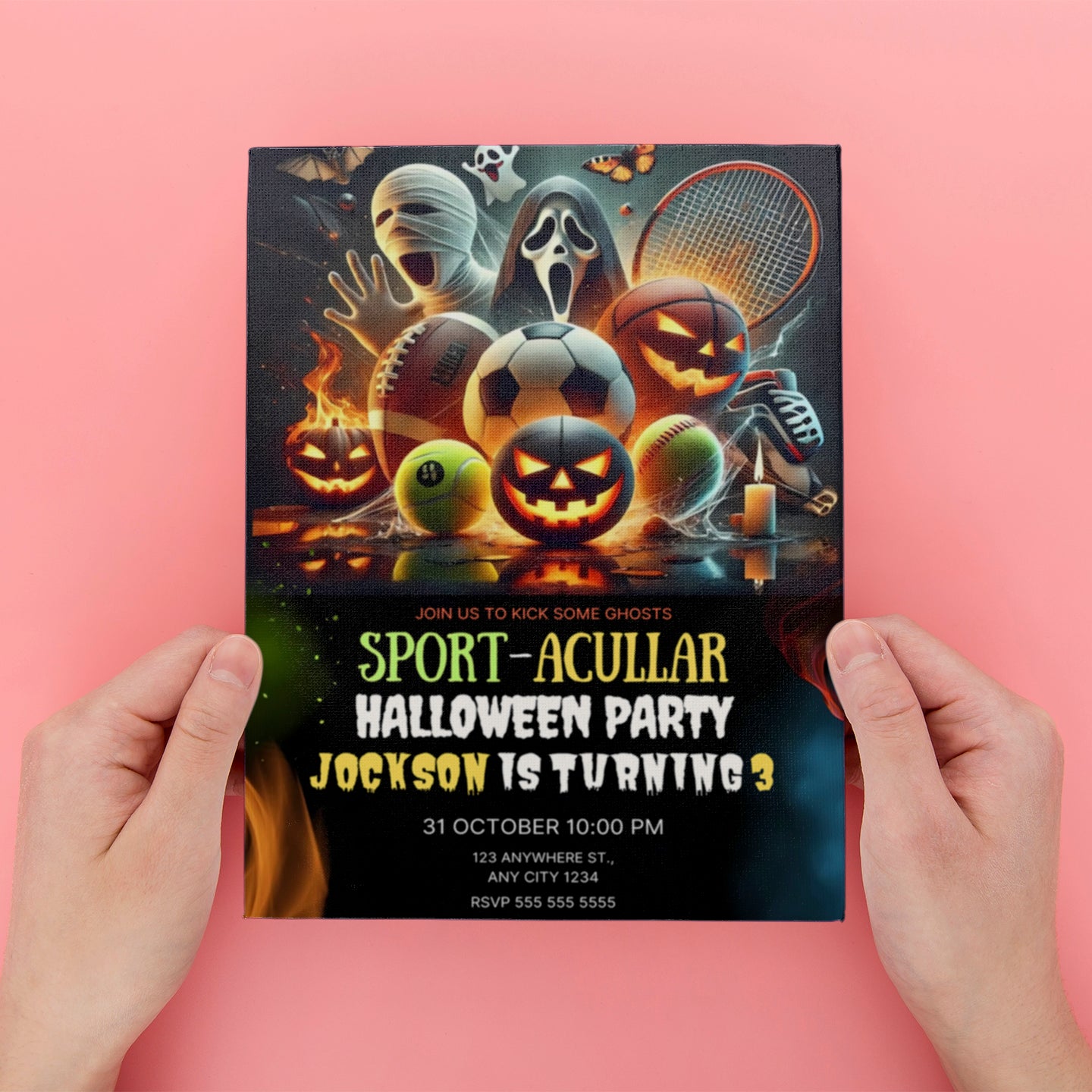 Sports Halloween Birthday Invitation - CreativeRino