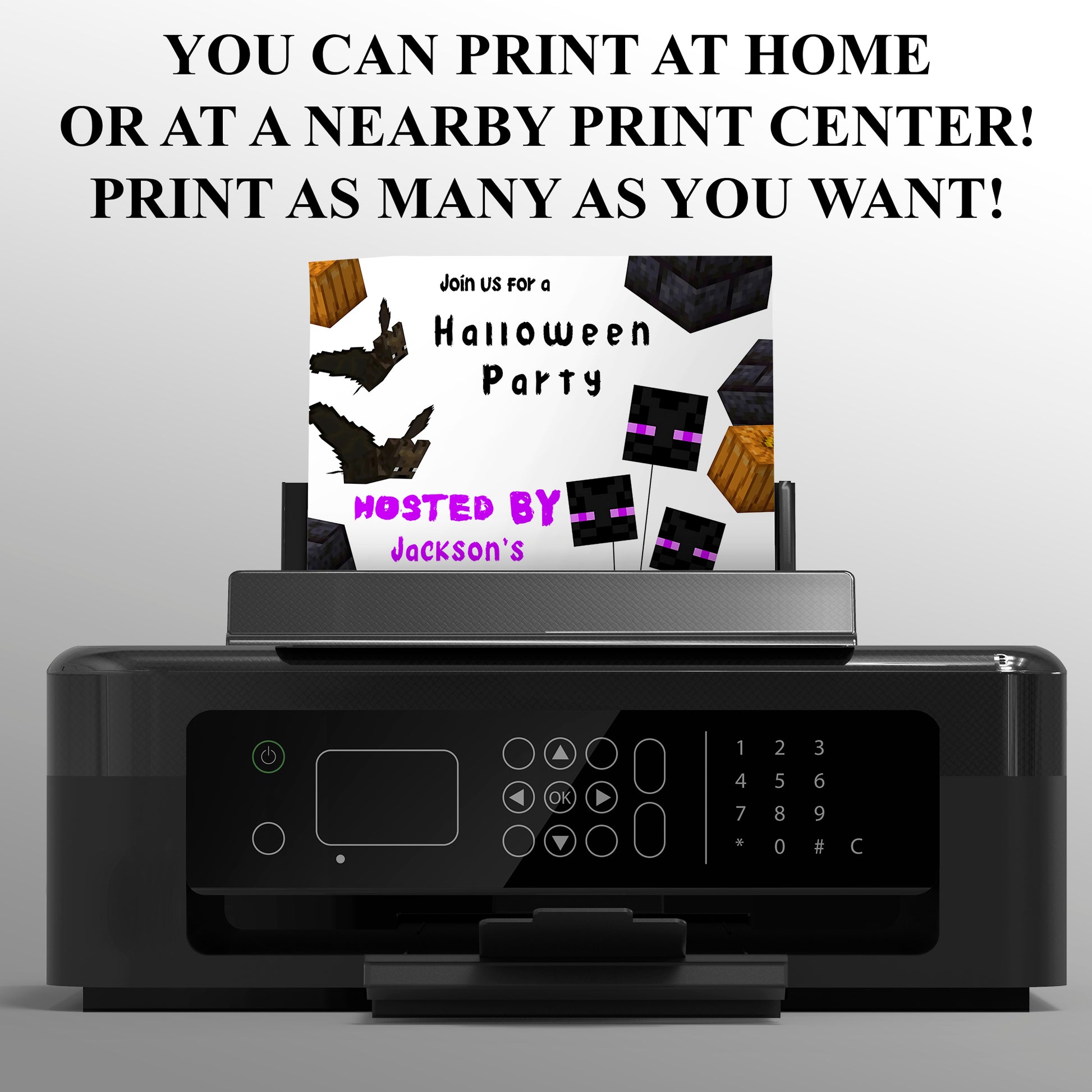 Minecrafter Halloween Party Invitation - CreativeRino