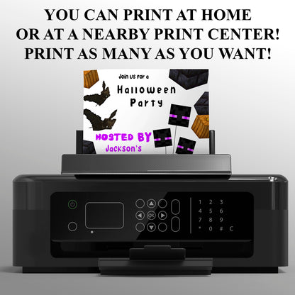 Minecrafter Halloween Party Invitation - CreativeRino