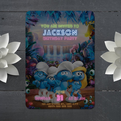The Smurfs Birthday Invitation Template - CreativeRino