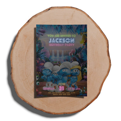 The Smurfs Birthday Invitation Template - CreativeRino