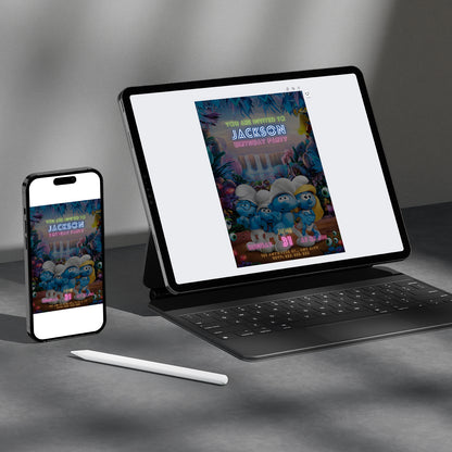 The Smurfs Birthday Invitation Template - CreativeRino