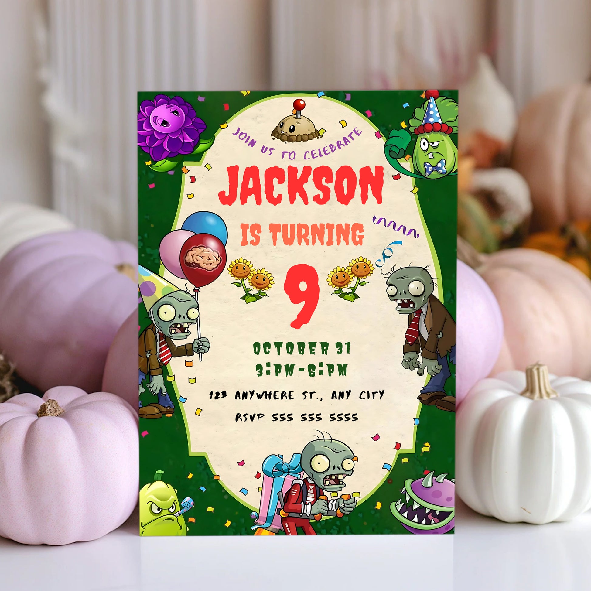 Plants vs Zombies Birthday Invitation Template - CreativeRino