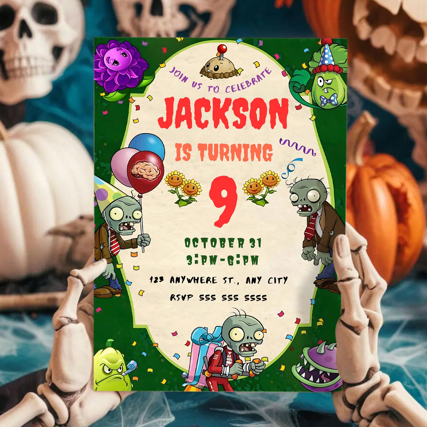 Plants vs Zombies Birthday Invitation Template - CreativeRino