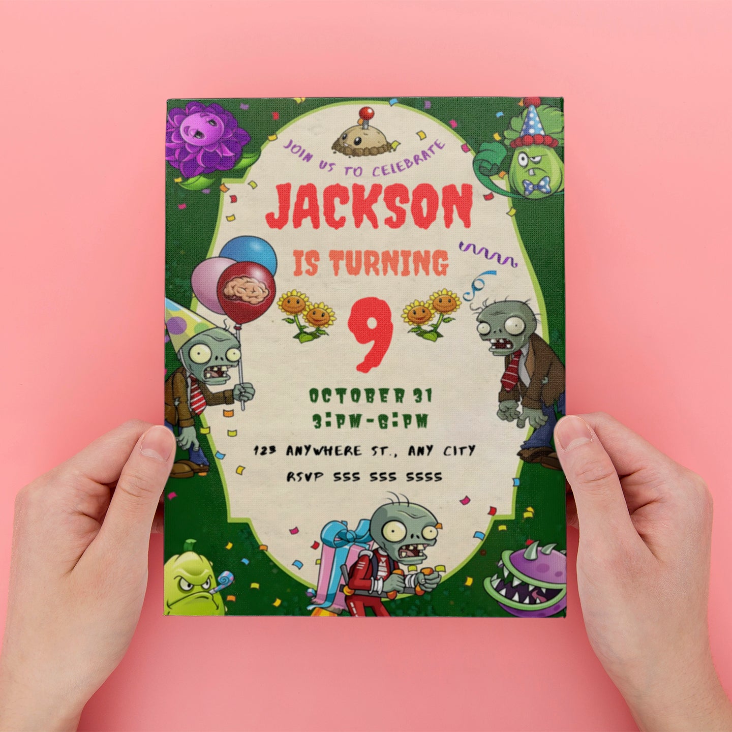 Plants vs Zombies Birthday Invitation Template - CreativeRino
