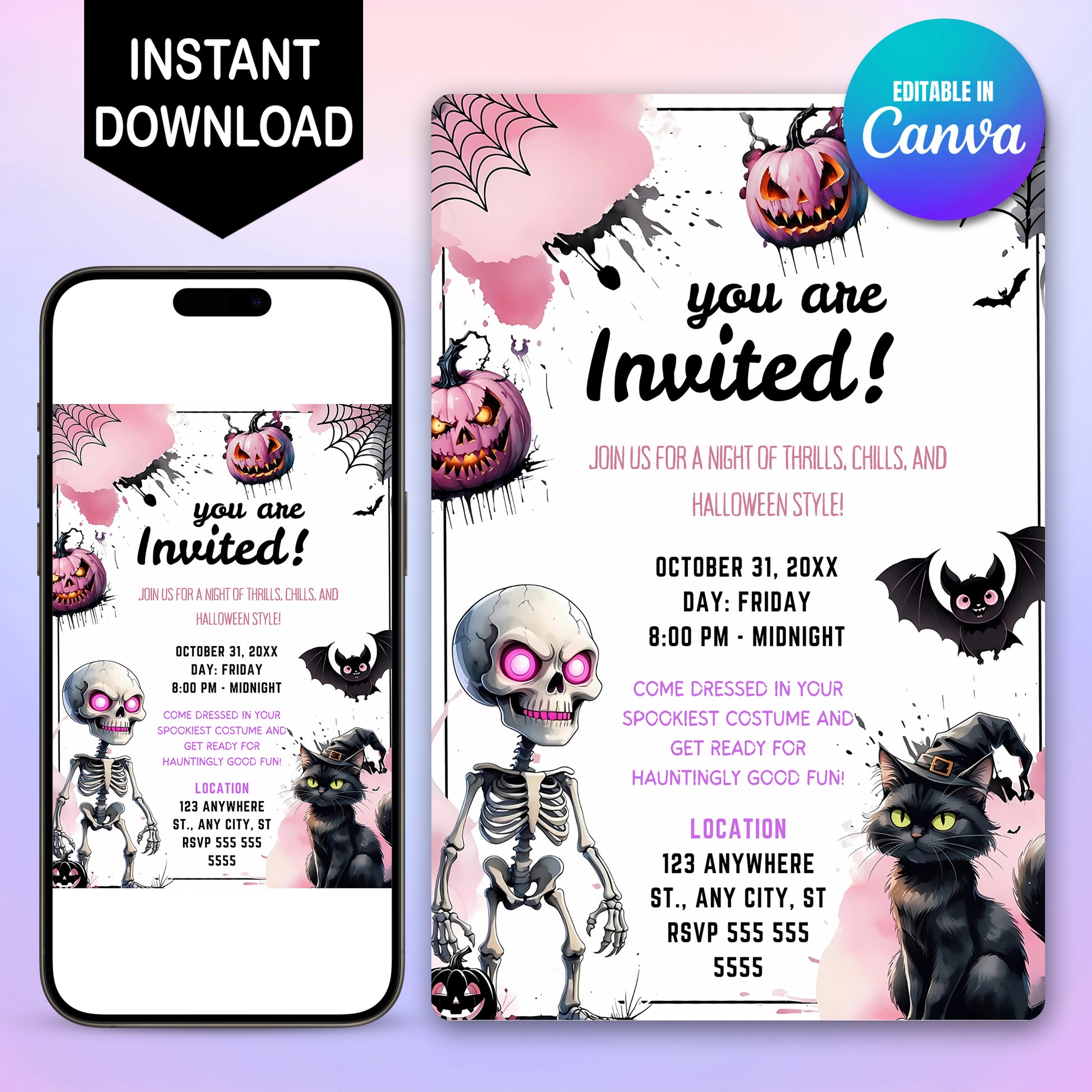 Spooky Halloween Birthday Invitation Template - CreativeRino